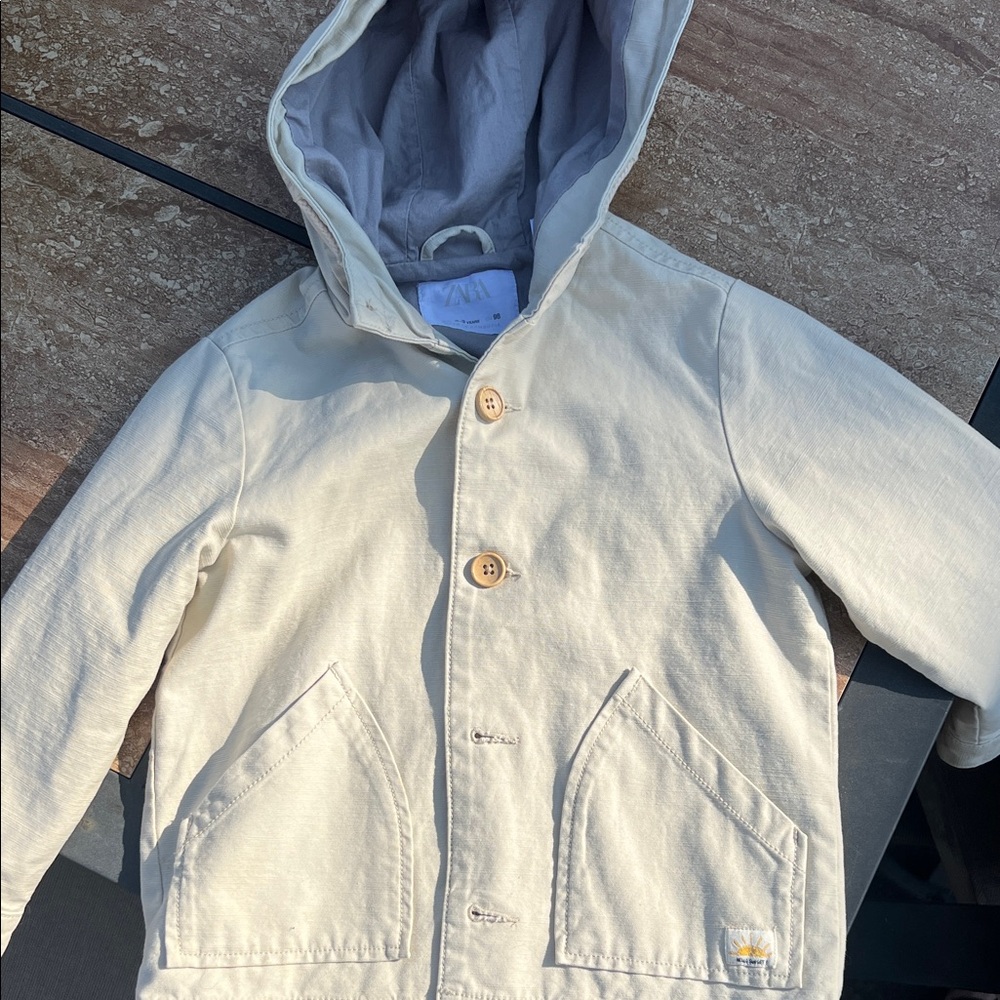 Zara Kids Beige Hooded Raincoat